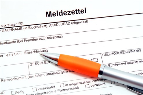 формуляр за адресна регистрация в Австрия meldezettel